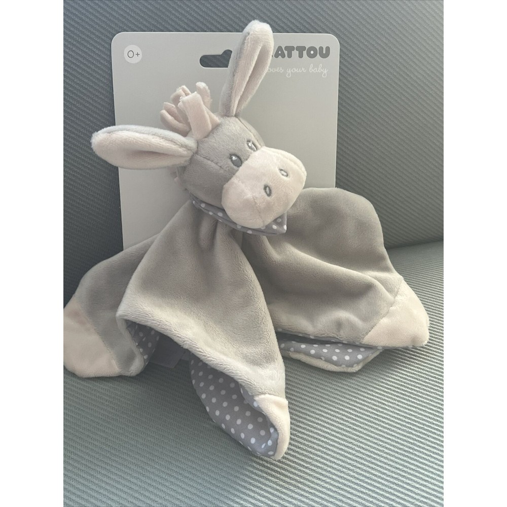 NATTOU Pacifier Holder CAPPUCCINO DONKEY Security Blanket Lovey Polka Dot New